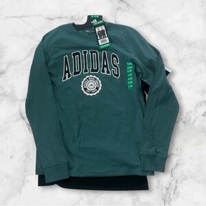 Adidas Boys 2 Pack Teal Long Sleeve Tee with Logo & Black Short Sleeve NWT